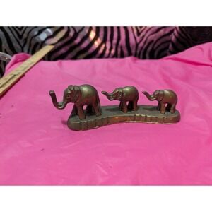 Beautiful Brass Elephant family of 3 statue figurine trunks up good luck